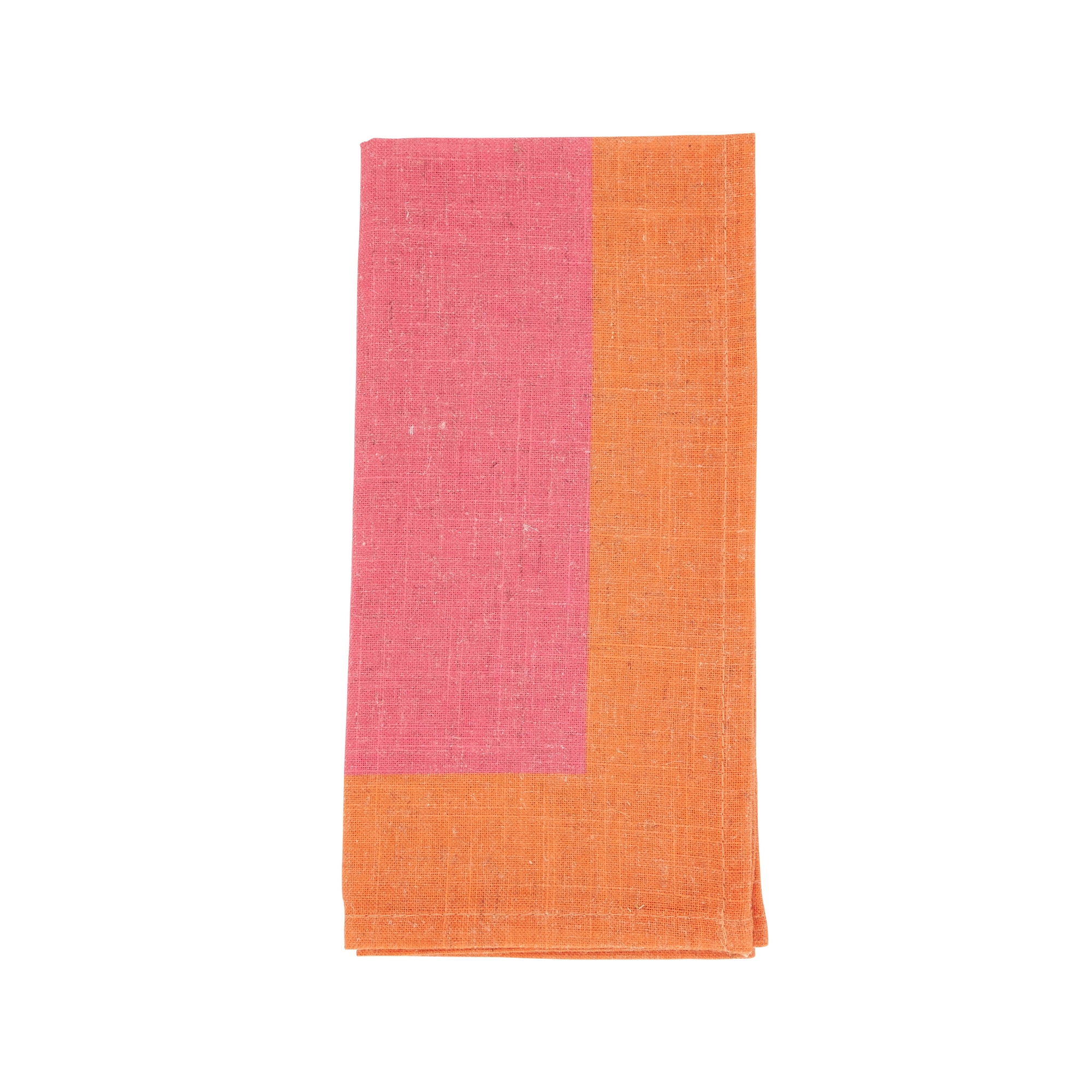 Saro Lifestyle Color-Blocked Edge Napkin (Set of 4), Pink, 20"x20"