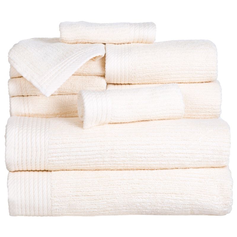 Hastings Home Ribbed Cotton Towel Set - 10-Pcs, Bone, 1 of 6