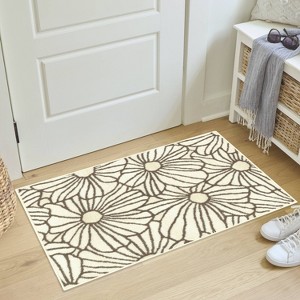 Maples 2'x3' Outline Floral Washable Accent Rug Ivory - 1 of 2