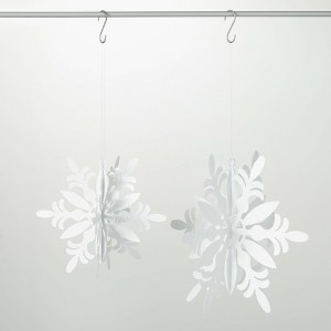 14"H & 10.5"H Sullivans Christmas White 3D Snowflake Ornaments Set of 2  White - 1 of 2