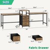 Itopfox Two Person Desk with Charging Station, Long Desk with Fabric Drawers and Printer Shelf, Double Computer Desk, Writing Study Table Workstation - 2 of 4