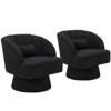 Swivel barrel armchair, 360 degree velvet upholstered armchair with striped backrest, ergonomic design, suitable for living room bedroom backyard etc - 3 of 4