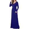 LEVEN Sixteen Royal Blue Long Sleeve Maxi Dress, Empire Waist with Pockets Royal Blue-Medium Medium