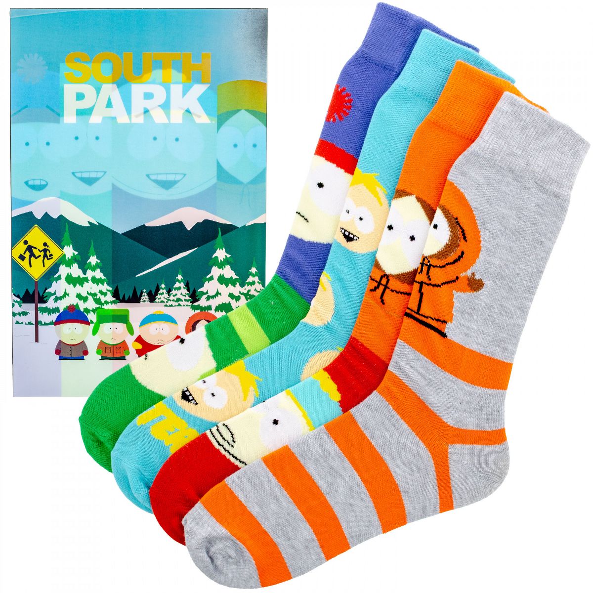 Mens South Park 4-Pair Crew Socks Lenticular Box Set