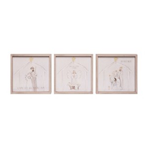 Transpac MDF Nativity Block Decor Set of 3 Christmas Home Decorations Freestanding Wood Signs - 1 of 1