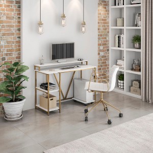 Anybear Industrial Writing Desk, Gold - 1 of 4