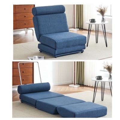 ROOMTEC Single Sofa Chair Foldable Single Sofa Bed with Pillow, Portable Foldable Sofa Bed, Leisure Couch Chair, Made of Breathable&Wearable Linen