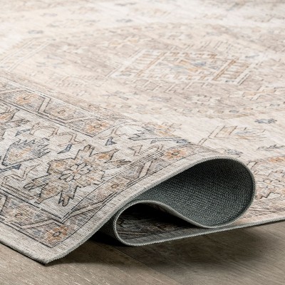 Beige Persian Washable Stain-Resistant Indoor Area Rug