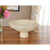 HomeRoots 16" Beige Cast Aluminum Round Pedestal Centerpiece Bowl With Handles - 2 of 4