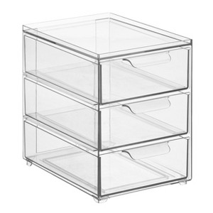 mDesign Plastic Stackable 3-Drawer Kitchen Storage Organizer - Clear - 1 of 4