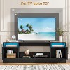 TV Stand for Up to 75 Inch TV，Modern Chic Entertainment Center with LED Lights and Storage, Black TV Stands for Living Room - 3 of 4