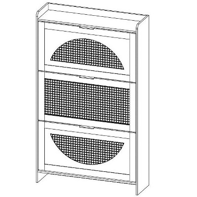 3-door semi-circular rattan shoe cabinet