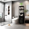Chic Crate BLACK Slim Tall Cabinet – Shutter Door +3 Tier Shelves | Freestanding Linen Tower | Bathroom/Kitchen/Living Room | Bamboo - 2 of 4