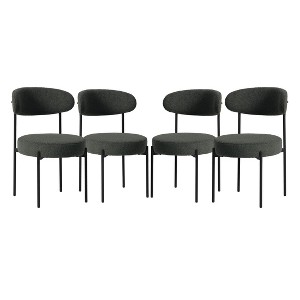 WestinTrends Alexandria Mid-Century Modern Upholstered Faux Shearling Round Dining Chairs - 1 of 4
