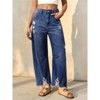 Imily Bela Womens Baggy Barrel Jeans Cropped Boyfriend Wide Leg Raw Hem Denim Pants - 2 of 4
