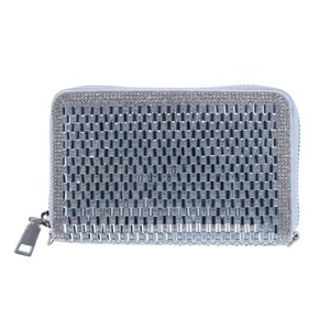 CTM Women's Rhinestone Stud And Baguette Veagn Leather Pave Zipper Wallet - 1 of 4