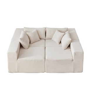 104-Inch Corduroy Modular L-Shaped Sectional Sofa, Luxury Floor Couch Set, Upholstered Indoor Furniture - 1 of 4