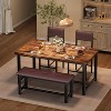 Dining Table Set for 4, Kitchen Table and 2 Upholstered Chairs with Bench, Wooden Rectangular Dining Room Set, Apartment Rustic Brown - 3 of 4