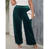 Clearlove Women's Plus Size Velvet Wide Leg Pants with Comfort Waistband Elastic Waist Casual Trouser - 4 of 4