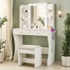 NicBex Makeup Vanity Desk with Mirror and Lights,Wood Makeup Table with Drawer & Storage Cabinet for Bedroom - 2 of 4