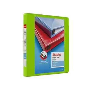 Staples Heavy Duty 1" 3-Ring View Binder Chartreuse (24666) 56319-CC/24666 - 1 of 4