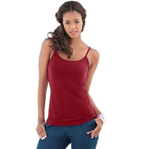 Long Cami With Built in Shelf Bra Adjustable Strap Women Layering
