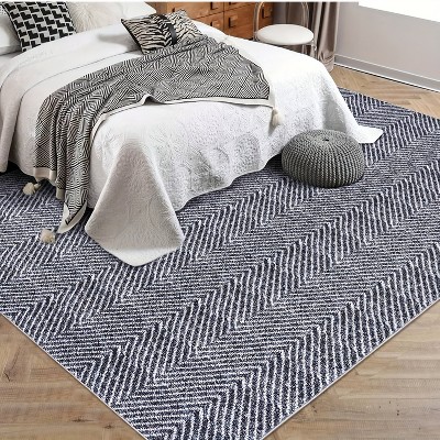 Garvee Large Area Rugs, Modern Fish-bone Pattern Washable Rugs