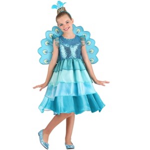 HalloweenCostumes.com Girl's Pretty Peacock Costume - 1 of 2