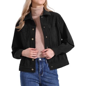 INSPIRE CHIC Women's Corduroy Long Sleeve  Lapel Collar Fall Outerwear Button Down Shacket Jackets - 1 of 4