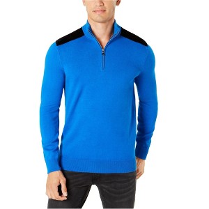 I.N.C International Concepts Mens Velvet Shoulder Knit Sweater, Blue, X-Large - 1 of 1