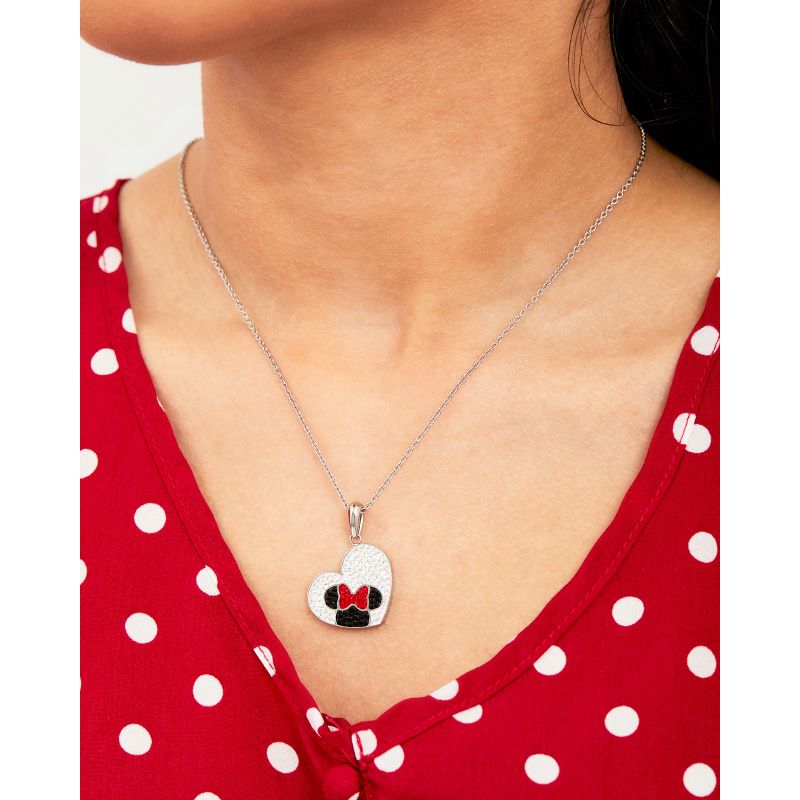 Disney Minnie Mouse Stainless Steel Crystal Heart Necklace, 2 of 5