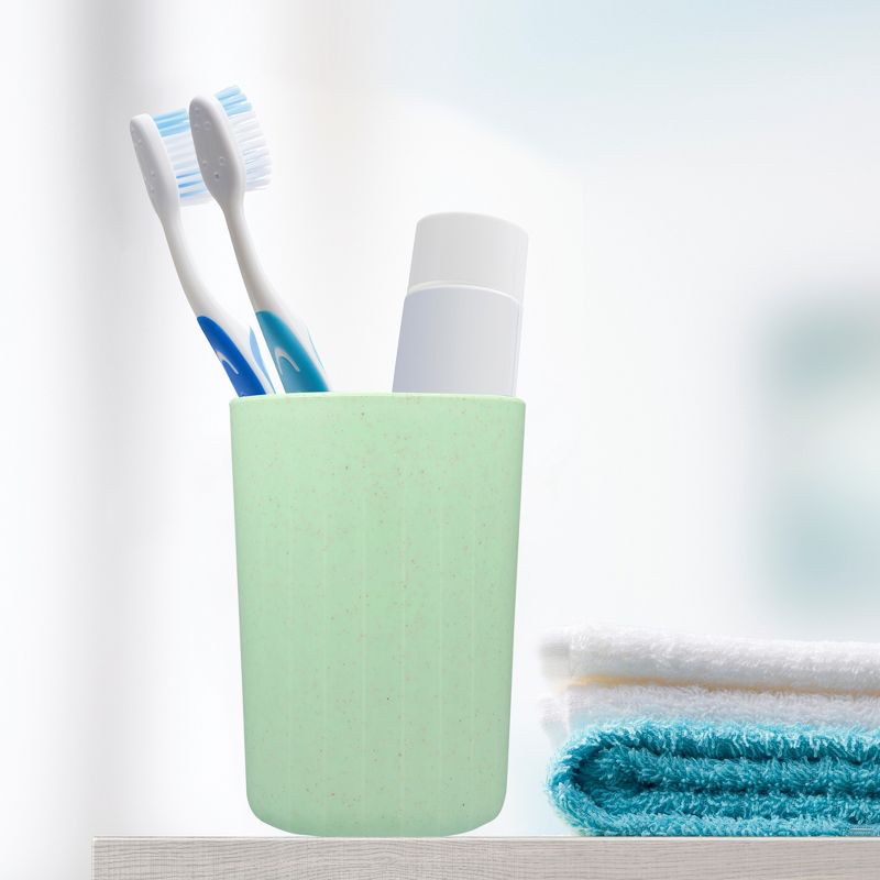 Unique Bargains Bathroom Tumbler with Smooth Lines Wheat Straw Cup for Bathroom for Toothpaste 4.09''x2.80'' 1Pc, 2 of 7
