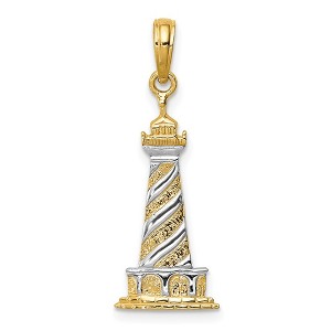 Black Bow Jewelry 14k Yellow Gold & White Rhodium Diagonal Stripe Lighthouse Pendant - 1 of 4