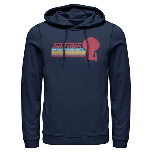 Men's Star Trek: The Next Generation USS Enterprise Vertical Retro Rainbow Logo Pull Over Hoodie - 1 of 4