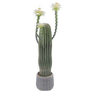 43 Inch Artificial Cactus Plant, Faux Desert Cacti Potted Plant with Flower, Fake Cacti Saguaro for Home Garden Office Indoor Outdoor Decor - 1 of 4