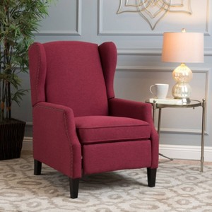 Wescott Traditional Fabric Recliner Deep Red - Christopher Knight Home: Pushback, Wingback, Studded Trim - 1 of 4