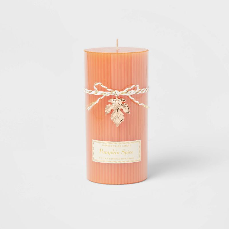 Ribbed Pillar Pumpkin Spice Candle - Threshold™, 1 of 4