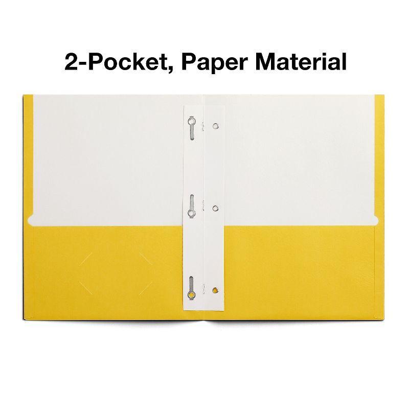 Staples School Grade 2 Pocket Folder with Fasteners Yellow 25/Box 27546-CC, 3 of 5