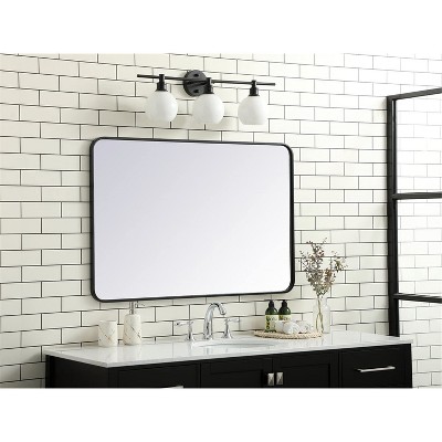 Contemporary Frameless Metal Rectangular Mirror 28x42 in Black