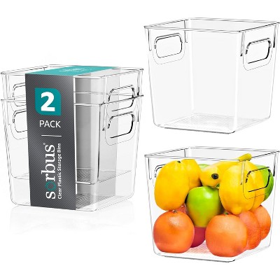 Sorbus Small Clear Storage Bins with Handles  - for Kitchen, Cabinet Organizer, Pantry & Refrigerator