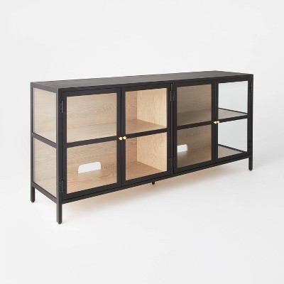 READING CABINET, Black Finish on Metal Frame with Clear Glass, 2 Door -  bookshelves