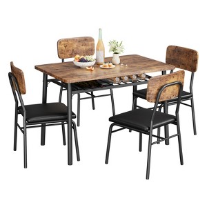 WhizMax 3-Piece Dining Table Set with Storage Rack, Kitchen Table Set for 2, Dining Table and Chairs for 2 with Metal Frame, for Small Space, Brown - 1 of 4