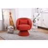 CAVINAS Faux Fur Upholstered Swivel Accent Chair with Wooden Base,Modern Round Barrel Chair,Armchair for Bedroom,Reading Room,Orange - 2 of 4