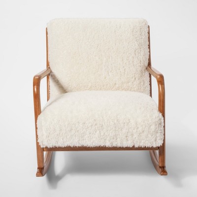 Esters wood arm chair sherpa white new arrivals