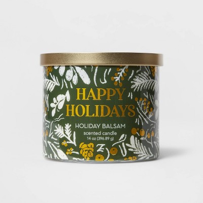 14oz Jar with Lid Wrap Happy Holidays Holiday Balsam Off-White - Threshold™