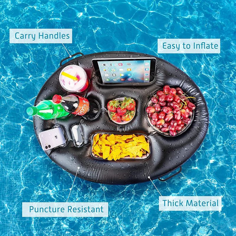Zone Tech Inflatable Floating Drink Holder for Swimming Pool, Hot Tub for Adults - Buffet Serving Bar, Beverage, Fruit, Salad, Cell Phone, 3 of 8