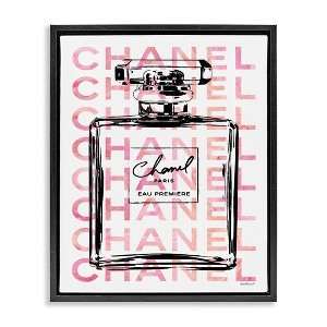 Stupell Industries Glam Perfume Bottle Brand Text Floating Frame Canvas Art, Black, 17" x 21" - 1 of 4