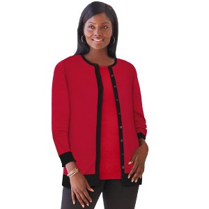 Jessica London Women's Plus Size Fine Gauge Cardigan - 1 of 4