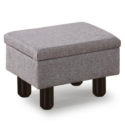 ChicFurnit Ottomans and Benches Storage Ottoman Rectangle Footstool Foot Rest Footstool with Wood Legs for Living Room, Gray, 15.9"*12"*9.8"