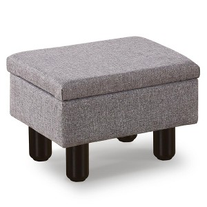 ChicFurnit Ottomans and Benches Storage Ottoman Rectangle Footstool Foot Rest Footstool with Wood Legs for Living Room, Gray, 15.9"*12"*9.8" - 1 of 4